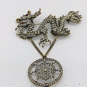 Heidi Daus Swarovski Crystal Tassel Shimmering Dragon Brooch pin